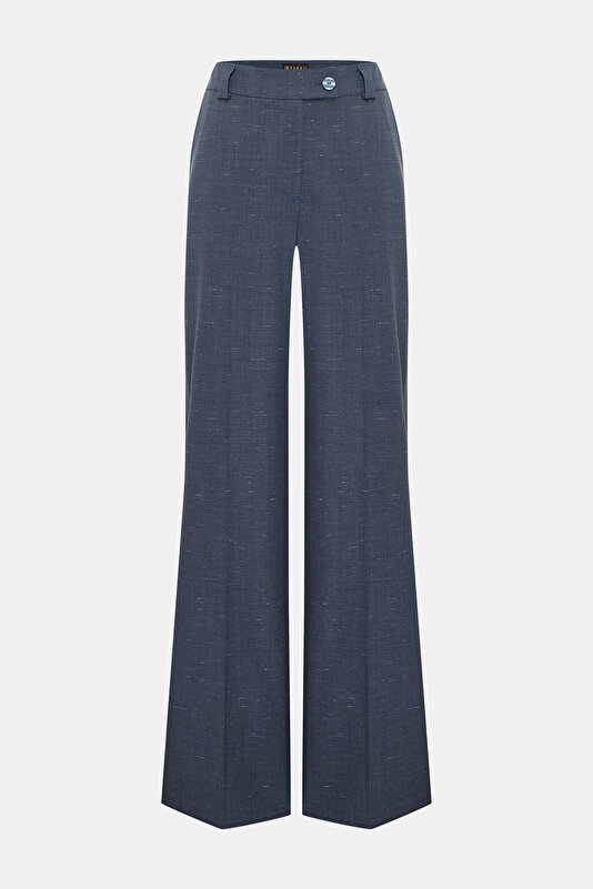 NAVY BLUE TEXTURED STRAIGHT CUT TROUSERS 4