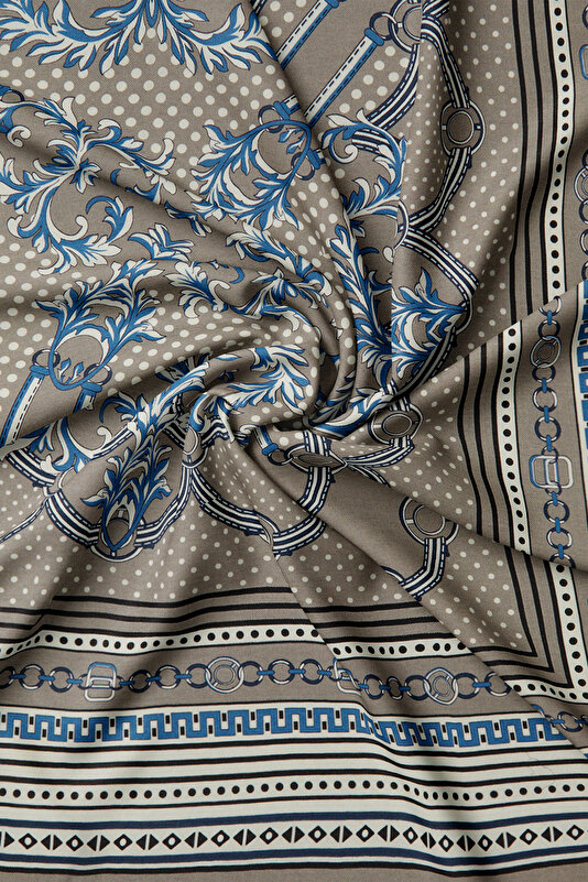 LIGHT GREY GEOMETRIC DESIGN CASHMERE/SILK SHAWL 2