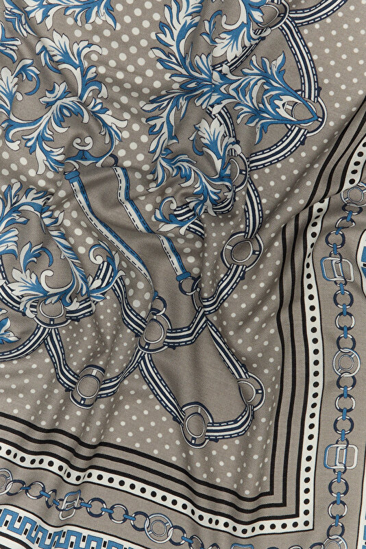 LIGHT GREY GEOMETRIC DESIGN CASHMERE/SILK SHAWL 3