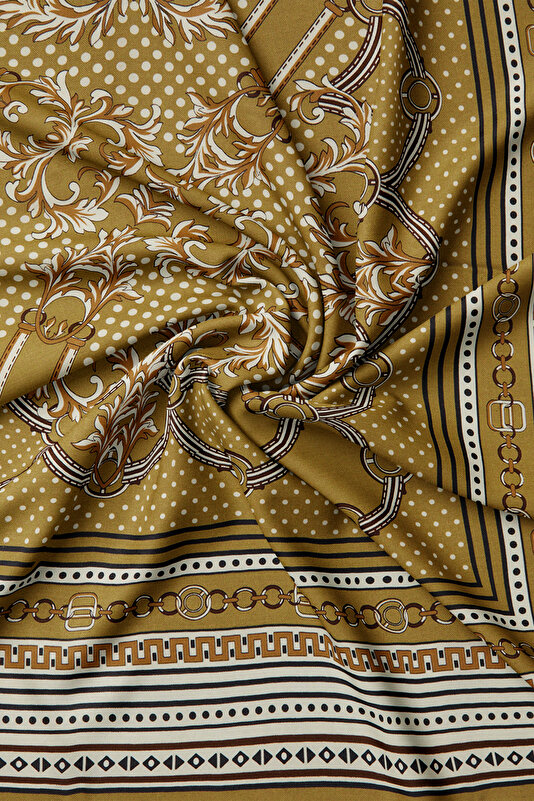 DARK BEIGE GEOMETRIC DESIGN CASHMERE/SILK SHAWL 2
