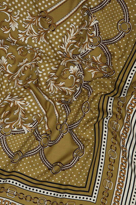DARK BEIGE GEOMETRIC DESIGN CASHMERE/SILK SHAWL 3