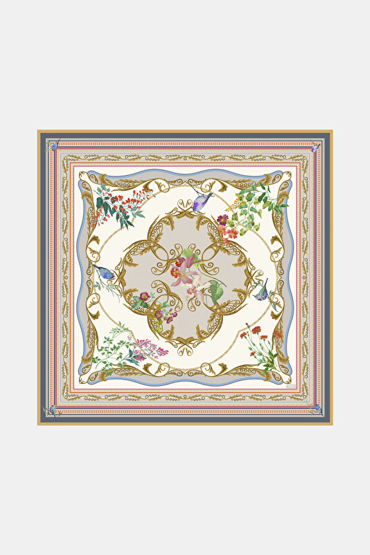 MINK FLORAL PATTERN VOILE SHAWL