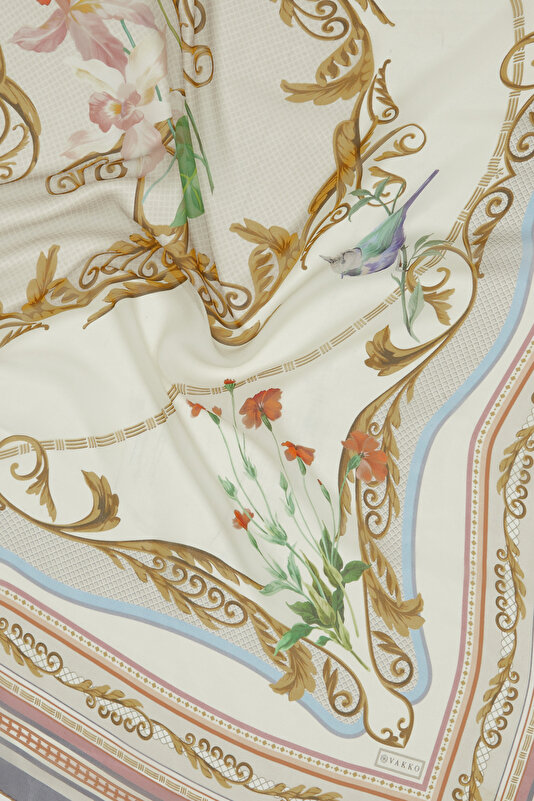 MINK FLORAL PATTERN VOILE SHAWL 3