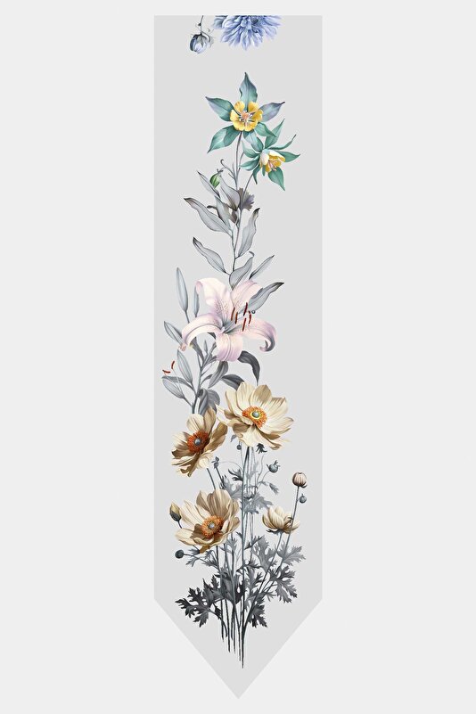 LIGHT GREY FLORAL PATTERN TWILL FOULARD 2
