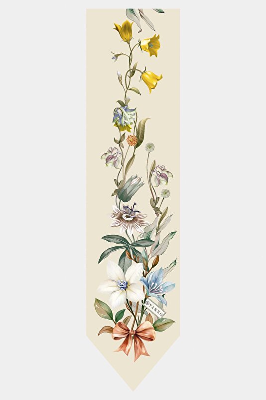 CREAM FLORAL PATTERN TWILL FOULARD