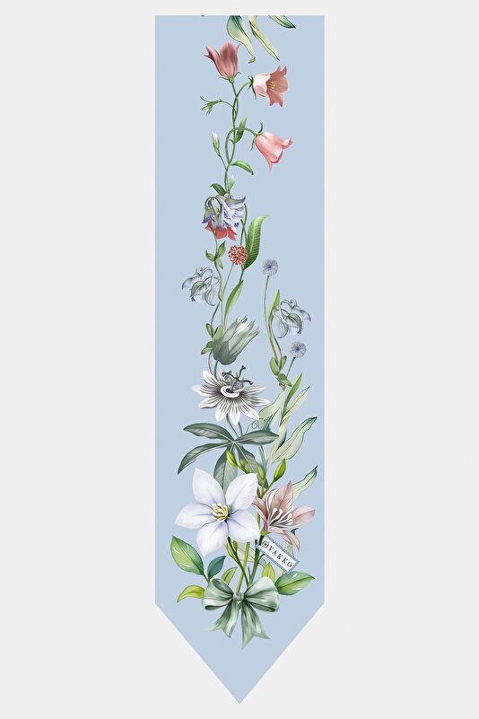 LIGHT BLUE FLORAL PATTERN TWILL FOULARD