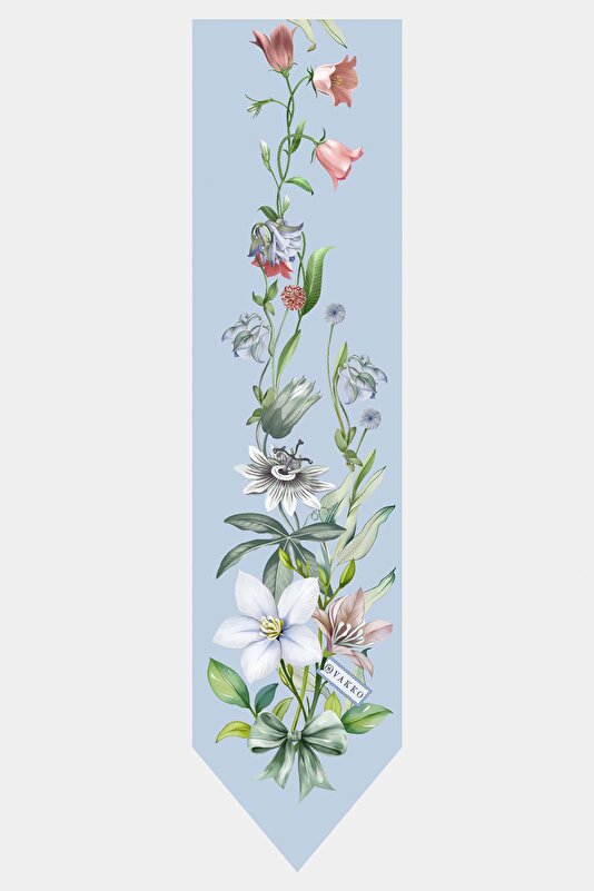 LIGHT BLUE FLORAL PATTERN TWILL FOULARD