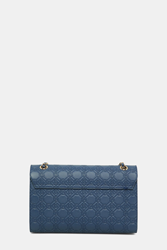 NAVY BLUE MONOGRAM LEATHER BAG 4