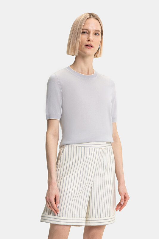 MULTICOLOR STRIPED ABOVE THE KNEE WOOL BERMUDA 2