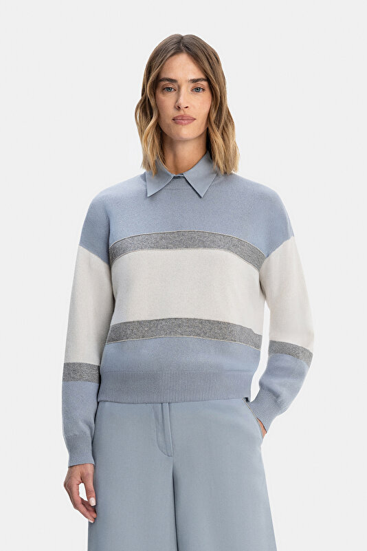 BLUE BASIC / ROUND NECKLINE TRICOT