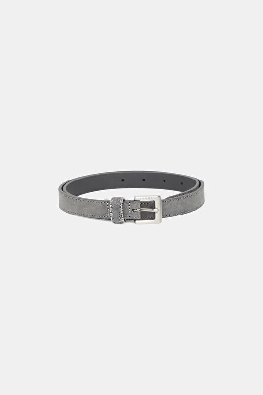 LIGHT GREY LOCKSTITCH SUEDE BELT