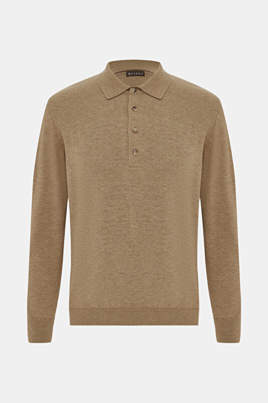 CAMEL POLO NECK TRICOT