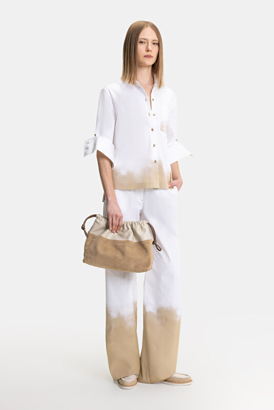 WHITE PRINTED STRAIGHT CUT TROUSERS