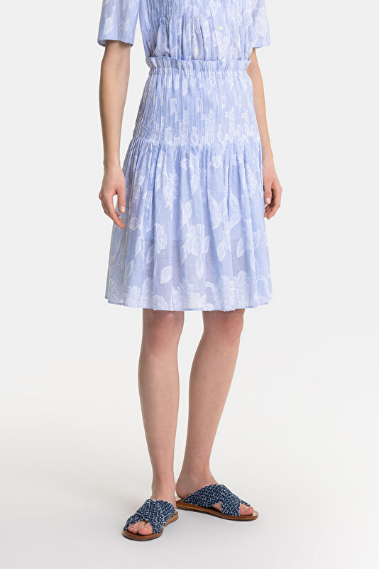 WHITE STRIPED MIDI SKIRT 2