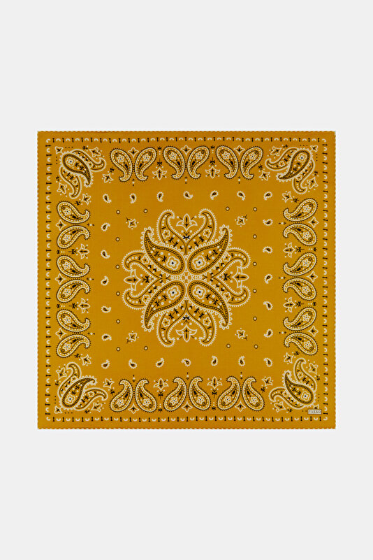 YELLOW PAISLEY PATTERNED CASHMERE/SILK GAVROŞ