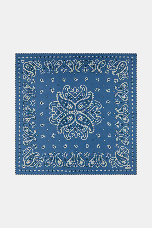 LIGHT BLUE PAISLEY PATTERNED CASHMERE/SILK GAVROŞ