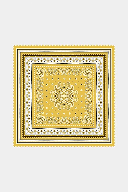 YELLOW PAISLEY PATTERNED CASHMERE/SILK SHAWL