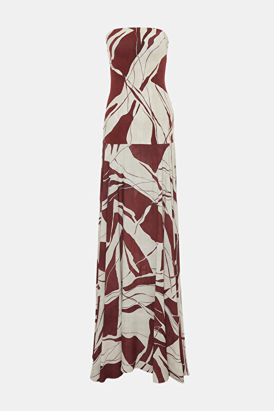 MAROON DESIGN FILLED MAXI DRESS