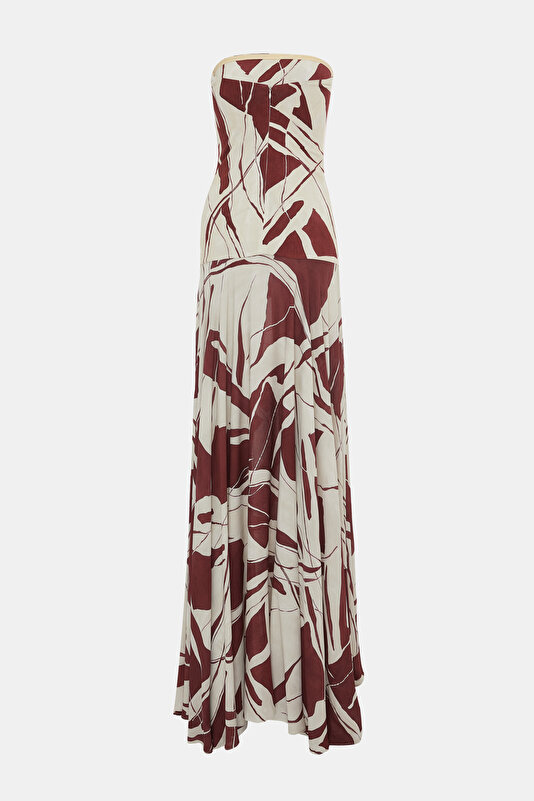 MAROON DESIGN FILLED MAXI DRESS 2