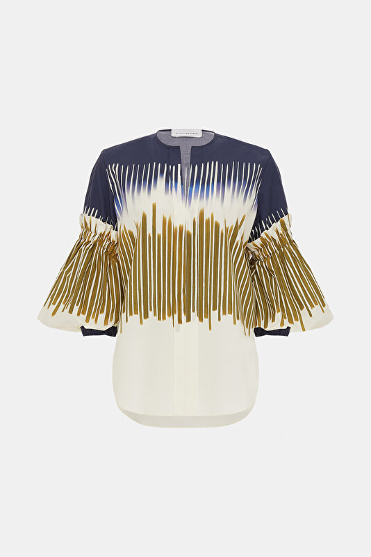 CREAM DESİGN FİLLED 3/4 SLEEVES BLOUSE