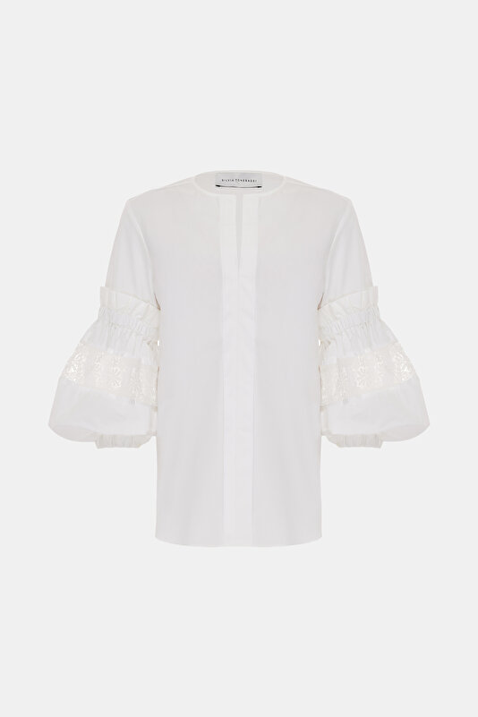 WHİTE 3/4 SLEEVES BLOUSE