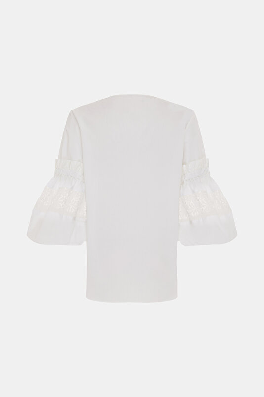 WHİTE 3/4 SLEEVES BLOUSE 2