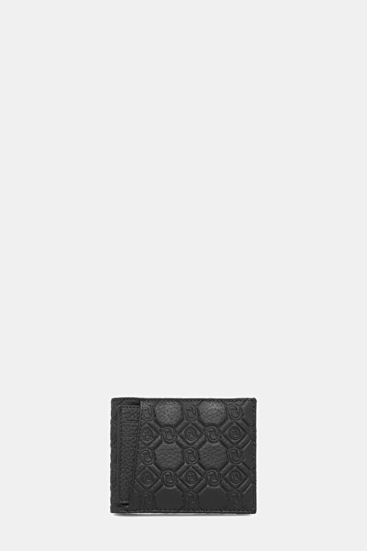BLACK MONOGRAM LEATHER WALLET