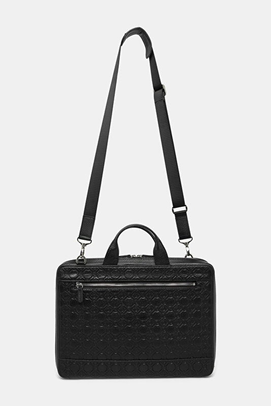 BLACK MONOGRAM LEATHER BAG