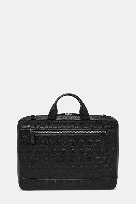 BLACK MONOGRAM LEATHER BAG 2