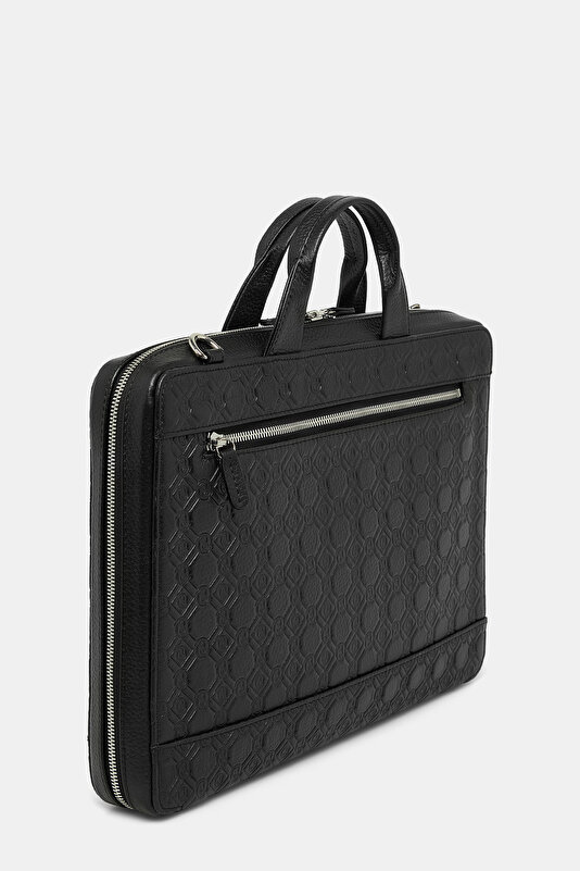 BLACK MONOGRAM LEATHER BAG 3