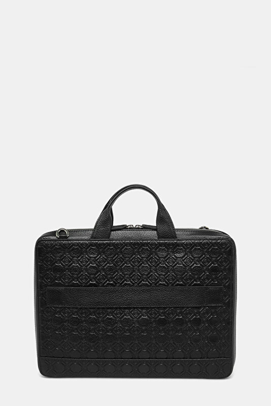 BLACK MONOGRAM LEATHER BAG 4