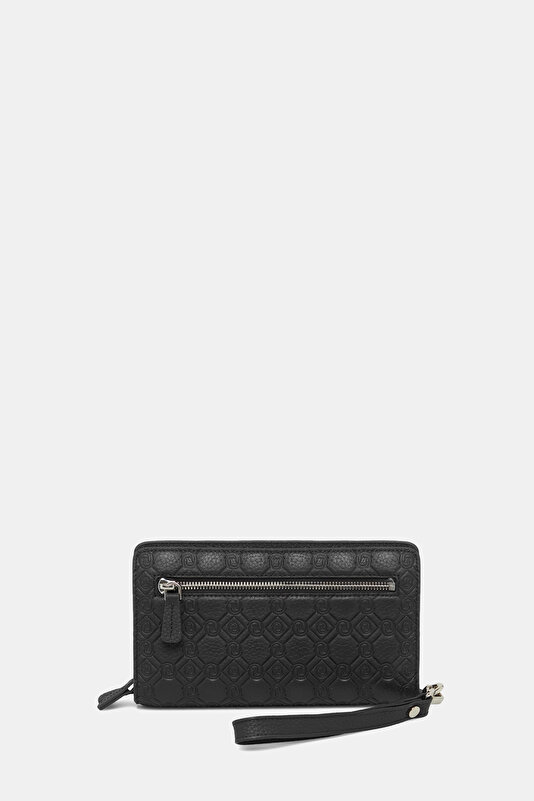 BLACK MONOGRAM LEATHER BAG