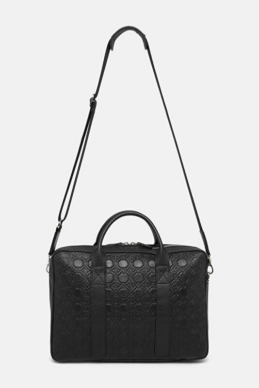 BLACK MONOGRAM LEATHER BAG 2