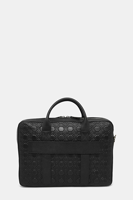 BLACK MONOGRAM LEATHER BAG 4