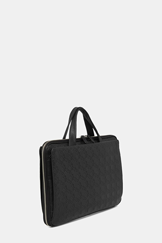 BLACK MONOGRAM LEATHER BAG 3