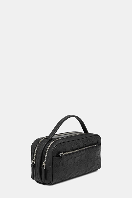 BLACK MONOGRAM LEATHER BAG 2