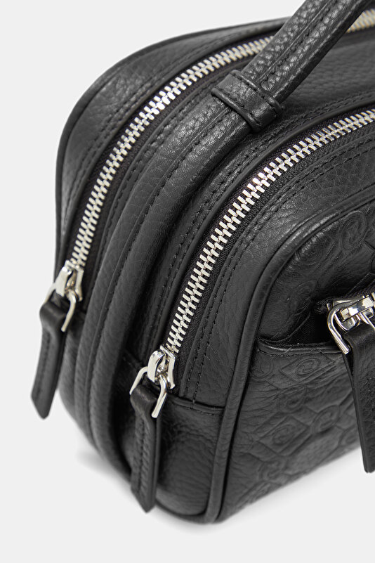 BLACK MONOGRAM LEATHER BAG 4