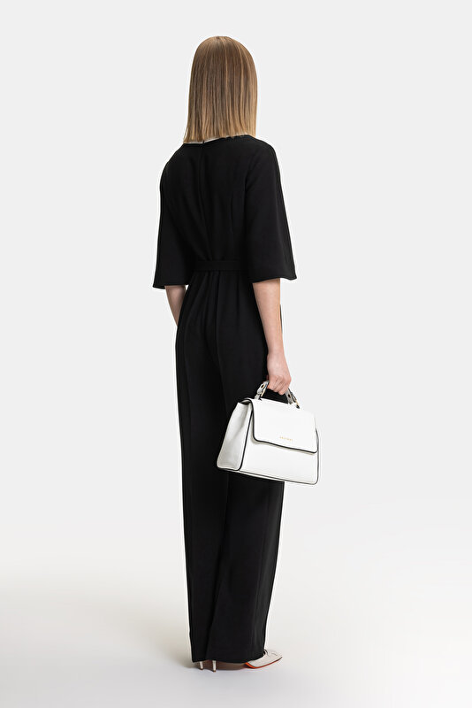 ECRU BASIC / ROUND NECKLINE SHORT SLEEVE JUMPSUIT 2