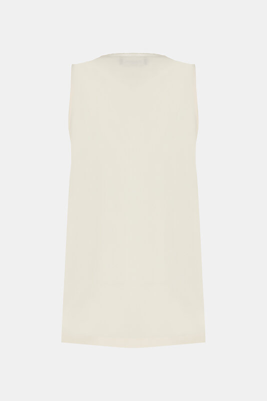 ECRU V NECK SLEEVELESS BLOUSE 2