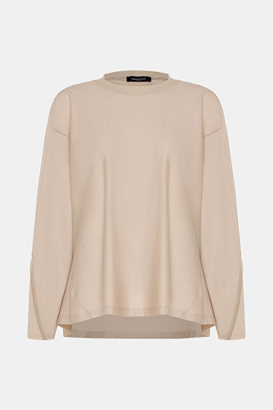 ECRU BASIC / ROUND NECKLINE LONG SLEEVE TSHIRT