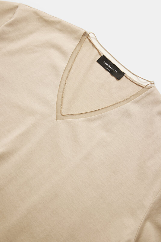 ECRU V NECK SHORT SLEEVE TSHIRT 3