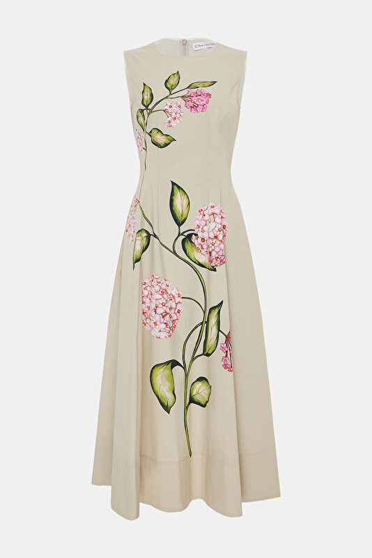 GREEN FLORAL DESİGN MİDİ DRESS