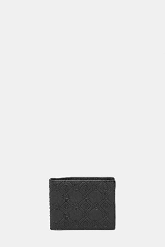 BLACK MONOGRAM LEATHER WALLET