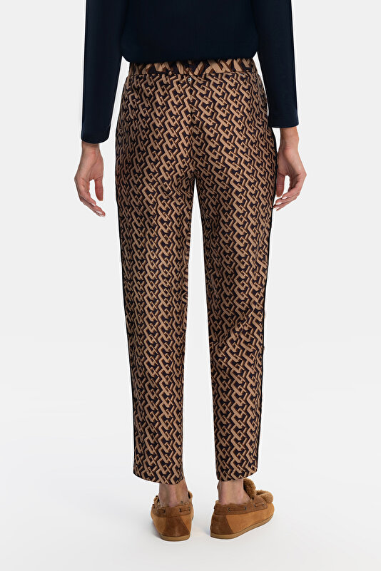 NAVY BLUE DESIGN FILLED SKINNY LEG TROUSERS 3