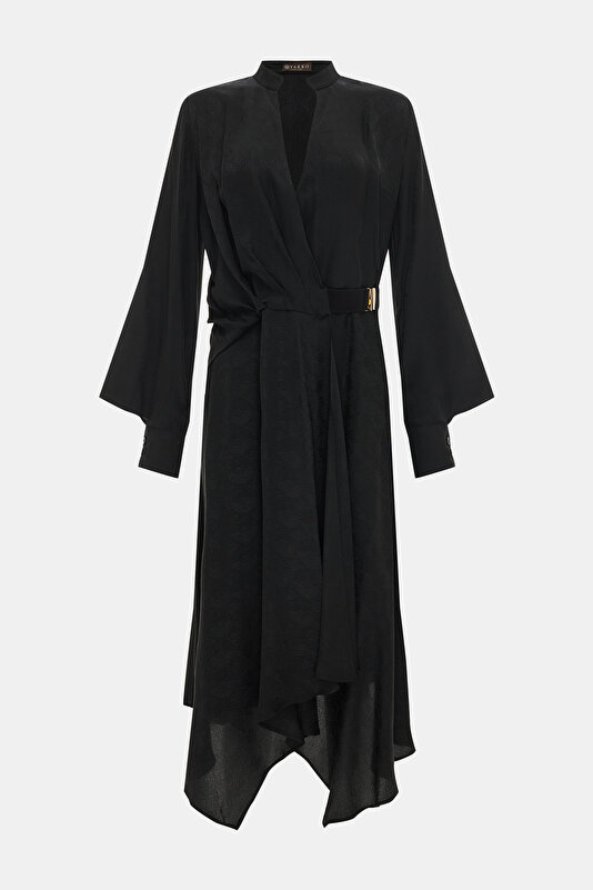 BLACK LONG SLEEVE MIDI DRESS