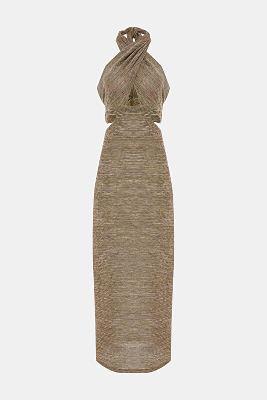 KHAKI HALTER DRESS 3
