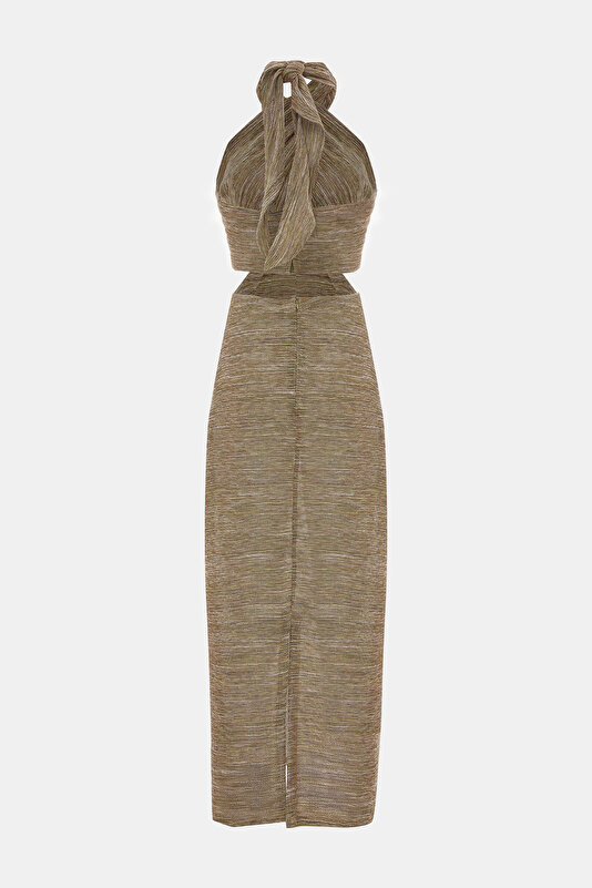 KHAKI HALTER DRESS 4