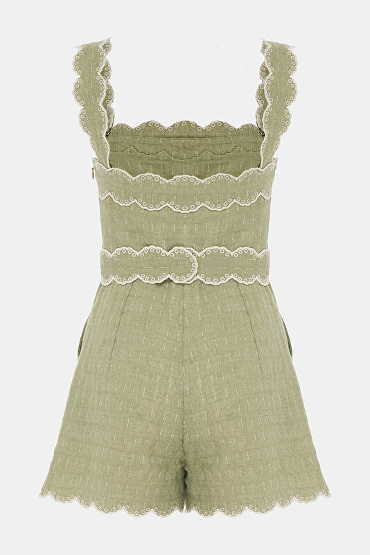 ECRU STRAPLESS SLEEVELESS SUSPENDER JUMPSUIT 4