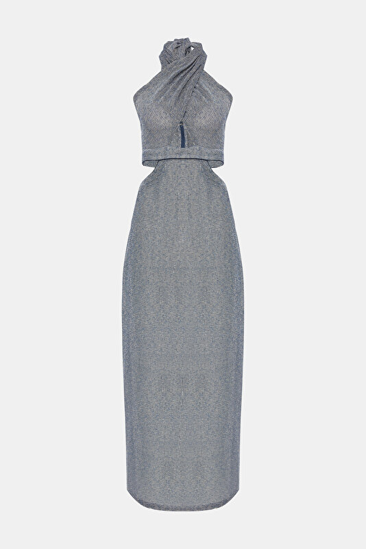 INDIGO HALTER DRESS