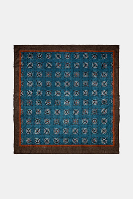 ORANGE PAISLEY PATTERNED WOOL/SILK SHAWL 2